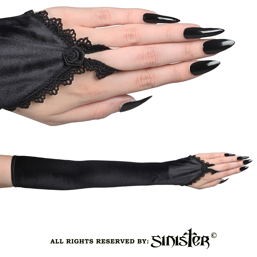 (image for) G001 – Shiny Black Satin Lycra Gloves